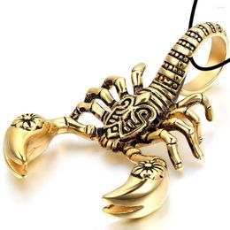 Pendant Necklaces Gold Silver Plated Personality Scorpion King Men Necklace Antique Choker Animal Insect Jewellery Leather Rope 50cm Length