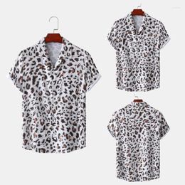Men's Casual Shirts 2023 Summer Ice Pattern Short Sleeve Shirt Leopard Breathable Street Style Sexy