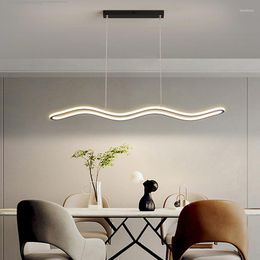 Chandeliers 2023 LED Pendant Lamp For Dining Room Kitchen Table Bar Bedroom Black Curve Design Modern Simple Style Ceiling Chandelier Light