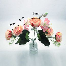 Dried Flowers new color big head rose peony fake silk flower small bouquet at home party spring wedding DIY decoration