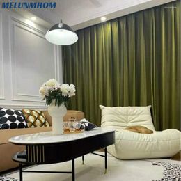 Curtain Modern Olive Green Velvet Curtains For Living Room Bedroom Villa Shading Finished Thickened Solid Colour Drapes Window Balcony