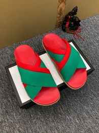 2024 Women Designer Rubber Slides Slippers Flat Blooms Strawberry Tiger Bees Green Red White Web Beach Flip Flops Flower Sandals With Box