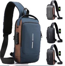 Men Chest Bag Women Anti-theft Multifunction USB Charging Shoulder Bags with Shoulder Strap Oxford Sling Pack