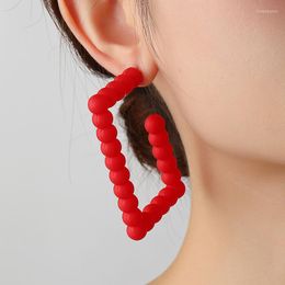 Hoop Earrings Fashion Big Geometric Square For Woman Polymer Clay Korean Large Ear Ring Girls Summer Travel Party Jewellery
