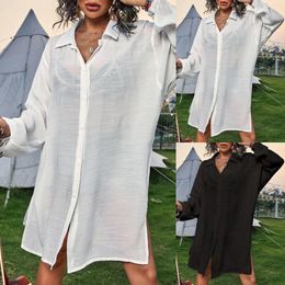 Women's Blouses Women's Long Sleeved Shirt Style Beach Cover Up Bikini Over Cardigan Knit Ups For Swimwear Women