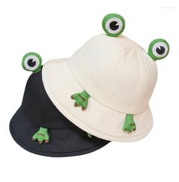 Berets Cute Cartoon Frog Bucket Hat For Women Korean Fisherman Female Panama Outdoor Hiking Beach Fishing Sunscreen Sun Caps