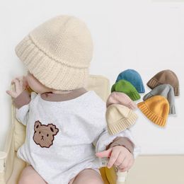 Berets Kids Knitted Cap Solid Colour Casual Beanies Hat For Boy Girl 6 Months Baby Korean Version Caps Children Woollen Hats 1-3 Year