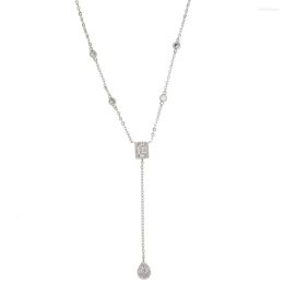 2023 Lovely Chic Y Lariat Long Silver Color Chain Pendant Fashion Necklaces For Women Jewelry Gift
