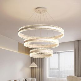 Chandeliers Modern Style LED Chandelier For Living Room Bedroom Dining Kitchen Ceiling Pendant Lamp White Ring Design Suspension Lights