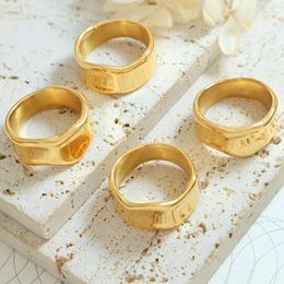 Wedding Rings Hip Hop Ring Stainless Steel Goth Girls Luxury Couple Accesorios Steampunk Y2k Accessories For Women Gold Plated Jewelry