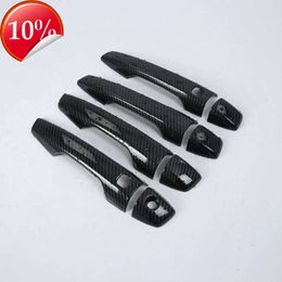 New For Mitsubishi Outlander 2022 2023 Chrome Carbon Fiber Pattern Exterior Side Door Handle Cover Trim Decorative Accessories