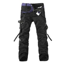 Pants Fashion MultiPocket Solid Mens Cargo Pants High Quality Casual Slim Workout Men Trousers Size 2840