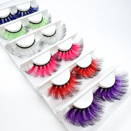 25mm Volume Long Coloured Eyelashes Dramatic Thick Colourful False Eye Lashes Wholesale Supplier Cosplay Cils Makeup Tools