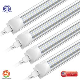 Cooler Door Led Tubes 8FT T8 Integrated Leds Tube 120W 6000K cool white D-Shaped Triple Row Led Lights fixture Stock In USA for shop garage warehouse workshop ETL 20pcs