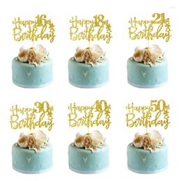 Festive Supplies 1/3/5pcs Happy Birthday Cake Topper Rose Gold Glitter Paper 18th 21th 30th 40th 50th Age Birhday Decoration