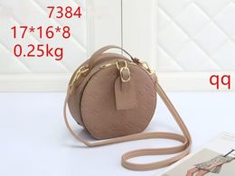 Classic Women's Fashion Embossed Round Cute Leather Bag Mini Crossbody Bag Ladies Casual Single Shoulder Bag Luxury Brand Designer Handbag 7384