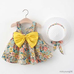 Girl's Dresses Summer Fashion Princess for Newborn Girls New Bow Flower Print Dress Infant Baby Clothing Holiday Party Costumes R230612