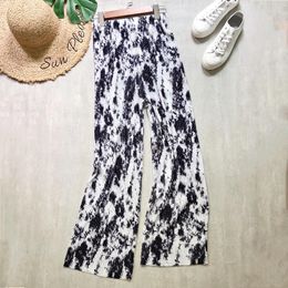 Women's Pants Women Wide Leg Loose Korean Style Ink Printing Tie Dye Painting Long Beach Vacation Trousers