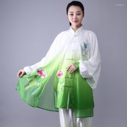Ethnic Clothing Fashion Tai Chi Uniform Women Men Martial Arts Chinese Traditional Folk Long Sleeve Suit Morning Sportswear