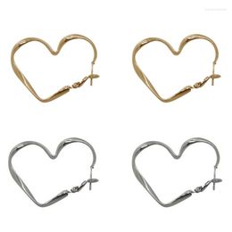 Hoop Earrings Statement Minimalist Gold Silver Colour Big Hollow Heart Pendant Earring Street Style Korean Fashion Jewellery