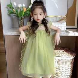 Girl's Dresses Girls Green Dress Children Fashion Party Casual Clothes Kids Outfits Summer Princess Birthday Wedding R230612