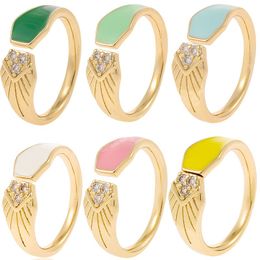 Y2K Candy Colours Adjustable Finger Rings With Pave CZ Zircon Luxurious 18K Gold Plated Ring For Women Fine Jewellery Gifts