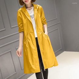 Women's Trench Coats 2023Spring Autumn Korean Windbreaker Ladies Vintage Loose Large Size Thin Long Coat Women Hooded Top Gabardina Mujer