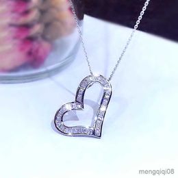 Pendant Necklaces Korean Fashion Fresh Style Heart Necklace for Women Inlaid Shiny CZ Stylish Versatile Girl Party Jewellery R230612
