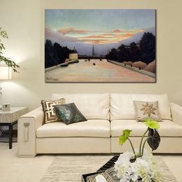 Impressionist Landscape Canvas Art The Eiffel Tower Henri Rousseau Handmade Oil Painting Artwork Modern Room