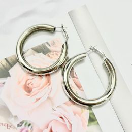 Hoop Earrings Geometric Hollow Out Stainless Steel Tube Large Circle Fashion Exaggerated Accessories