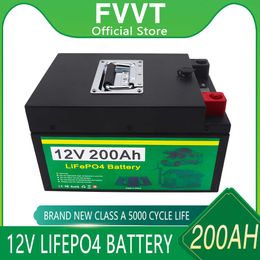 12V LiFePO4 Battery Pack 200Ah 100Ah Built-in BMS Lithium Iron Phosphate Cell For Golf Cart Outdoor Camping Solar Storage