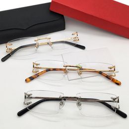 quality lightweight puretitanium business rimless frame unisex rectangular glasses 092o 5318140 for prescription eyewear goggles fullset design case