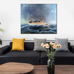 Tropical Landscapes Art Henri Rousseau Painting Ship in Storm Canvas Artwork Handmade High Quality Wall Decor