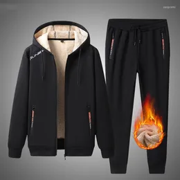 Men's Tracksuits Winter Men's Sets Cashmere Tracksuit Men Clothing Fleece Hoodie Pants 2 Pieces Set Casual Mens Warm Track Suit