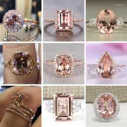 Wedding Rings Fashion Luxury Champagne Zircon Engagement/Wedding For Women Creative Rose Gold Colour Anniversary Jewellery Accessories