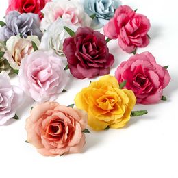 Dried Flowers 10PCs Silk Rose Artificial 7cm Cheap Fake Flower Quality Wedding Decoration For Home Room Decor Party Garden DIY Wreath