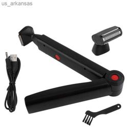 Long Handle Men Back Hair Shaver USB Rechargeable Big Blade Trimmer 2 In 1 Foldable Back Shaver Men Hair Remover L230523