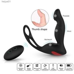 Male Prostate Vibration Lock Semen Delay Anal Butt Plug Wireless Remote Control Female Vaginal Stimulator Toys Adult Toys 18+ L230518