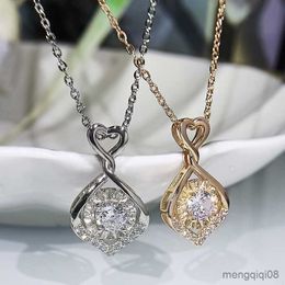 Pendant Necklaces Women Necklace Twist Heart Design Bridal Wedding Engagement Accessories with Dazzling Cubic Zirconia Aesthetic Jewellery R230612