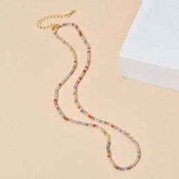 Choker ZMZY Small Shine Natural Stone Crystal Quartz Zirconia Tourmaline Necklace For Women Gift Wedding Party Jewellery