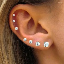Stud Earrings 2023 Various Size For Women Shiny Clear Zircon Earring Female Male Crystals Ear Accessories Earing Jewelry