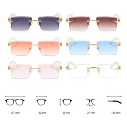 Rimless Diamond-studded Square Sunglasses Eyewear Sun Glasses Goggles for Men Womens Designer Luxury UV400 Polarized Summer Sports Beach Holiday Driving Assorted