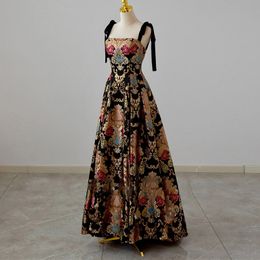 Urban Sexy Dresses Jacquard Fabric Evening Spaghetti Strap Aline Gown Vintage Elegant Party Dress Plus Size Abendkleider 230612