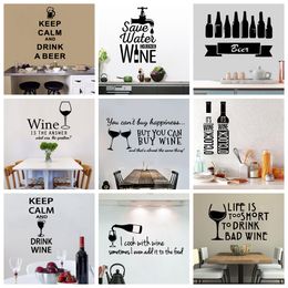 Classic Sentence Drink Beer Wine Keep Calm Quotes Removable Vinyl Wall Stickers For Kitchen Living Room Home Decorative stickers