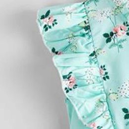 Girl's Dresses New Summer Dress Children And Style Princess Kids Fly-Sleeve Flower pattern Blue Clothes