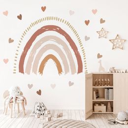 Cartoon Boho Rainbow Big Wall Sticker Watercolour for Baby Room Children Room Polka Dot Stars Nursery Stickers Home Decoration