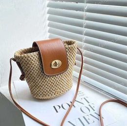 Famous Designer Bag 2023 Summer Luxury MINI Straw Braided Bag Fashion Bucket Bag Purse One Shoulder Bag Women Luxury Brand Name Bag556