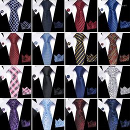 Bow Ties Many Colour Plaid Great Quality Nice Handmade 7.5 Cm Tie Hanky Cufflink Set Necktie Formal Clothing Office Suit Accessories