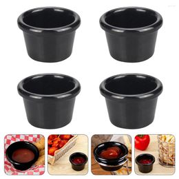 Dinnerware Sets 4 Pcs Soy Sauce Dispenser Cup Reusable Seasoning Bowls Kitchen Condiment Dishes Snack Plate 6X6X4CM Dipping Cups Black