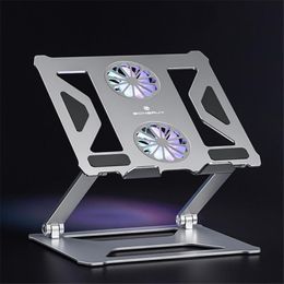 Stand 2021 Foldable Laptop Table Stand With Double Cooling Fan Aluminium Computer Stand Laptop Riser For Desk Portable Laptop Holder